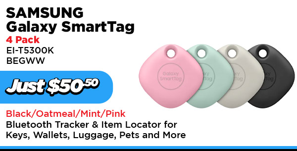 Samsung Galaxy SmartTag Bluetooth (UPC: 8806092193512) 4 Pack - Black/Oatmeal/Mint/Pink $50.50