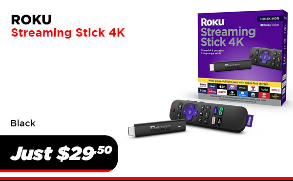 Roku Streaming Stick 4K 3820R, HD/4K/HDR Streaming Device remote and tv controls $29.50