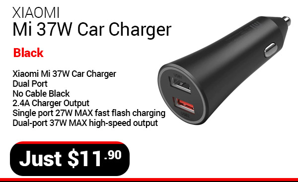 Xiaomi Mi 37W Car Charger ,Dual Port ,No Cable Black 2.4A Charger Output Single port 27W MAX fast flash charging Dual-port 37W MAX high-speed output 6934177716201 $ 11.90