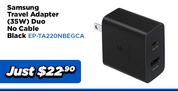 Samsung POWER EP-TA220NBEGCA Travel Adapter (35W) Duo No Cable $22.90