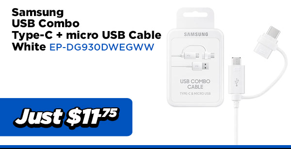 Samsung POWER EP-DG930DWEGWW Samsung USB Combo  (Type-C + micro USB) Cable, White $11.75